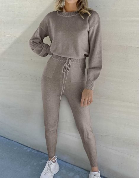 Women's Two Piece Outfits Sweater Sets Pullover and Drawstring Pants Lounge Sets
