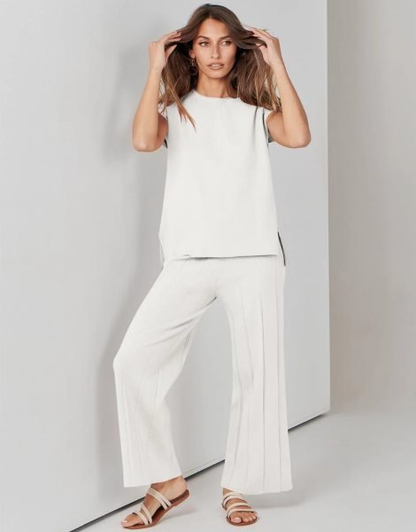 Two Piece Outfits for Women Summer Sweater Sets Knit Pullover Tops Elastic Waisted Pants Lounge Sets Tracksuit