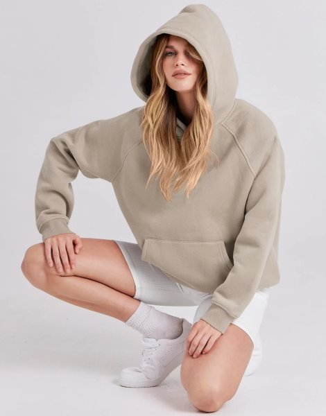 Women Hoodies Fleece Oversized Sweatshirt Drop Shoulder Long Sleeve Athletic Workout Pullover Y2K Clothes