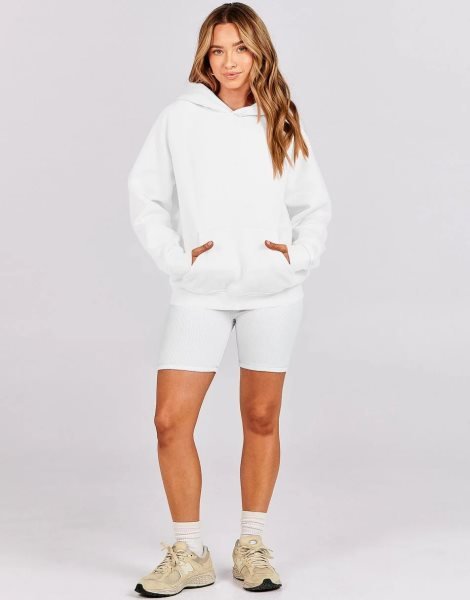 Women Hoodies Fleece Oversized Sweatshirt Drop Shoulder Long Sleeve Athletic Workout Pullover Y2K Clothes