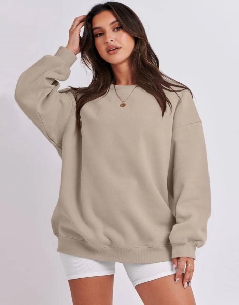 Oversized Sweatshirt for Women Fleece Long Sleeve Crewneck Casual Pullover Top Fall 2023 Trendy Clothes