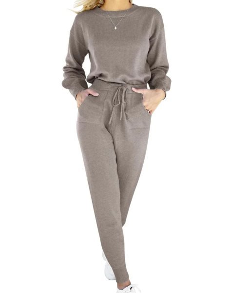 Women's Two Piece Outfits Sweater Sets Pullover and Drawstring Pants Lounge Sets
