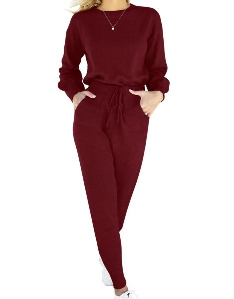 Women's Two Piece Outfits Sweater Sets Pullover and Drawstring Pants Lounge Sets
