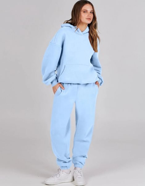 Women 2 Piece Outfits Hoodie Sweatshirt Tracksuit & Oversized Jogger Sweatpants Y2K Sweatsuit Set