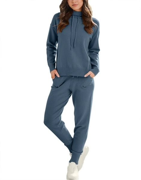 Women's Two Piece Outfits Long Sleeve Turtleneck Pullover Top & Drawstring Pants Sweatsuit Lounge Set