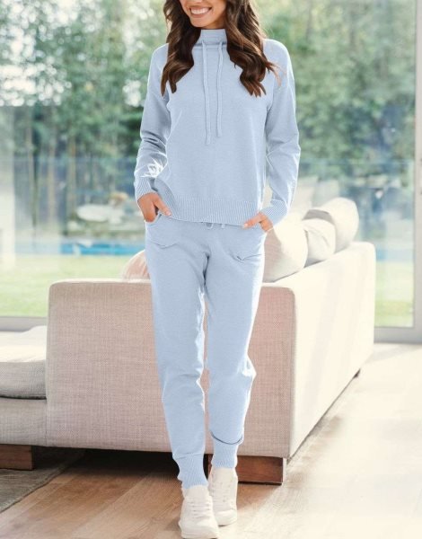 Women's Two Piece Outfits Long Sleeve Turtleneck Pullover Top & Drawstring Pants Sweatsuit Lounge Set