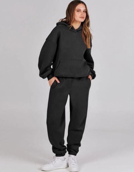 Women 2 Piece Outfits Hoodie Sweatshirt Tracksuit & Oversized Jogger Sweatpants Y2K Sweatsuit Set