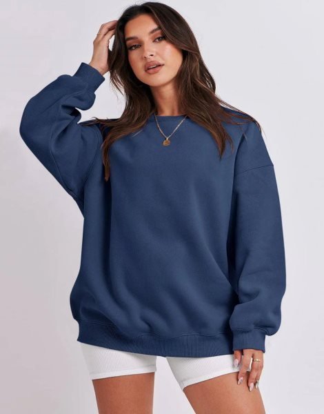 Oversized Sweatshirt for Women Fleece Long Sleeve Crewneck Casual Pullover Top Fall 2023 Trendy Clothes