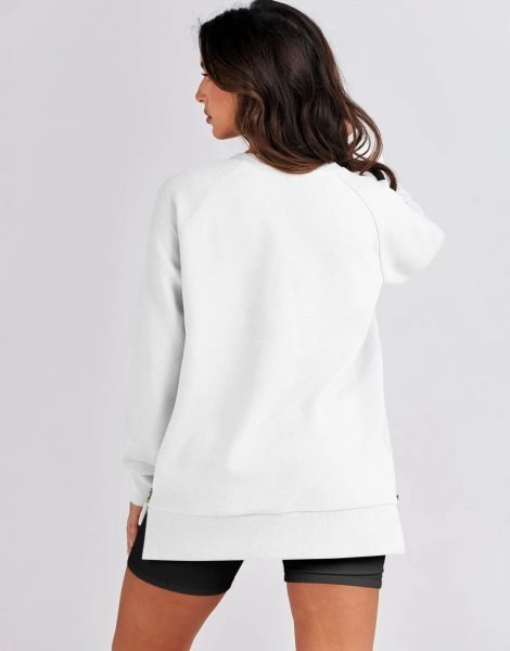 Women's Sweatshirts Long Sleeve Tunic Tops Crew Neck Soft Pullover With Side Zipper Shirt Clothes 2023