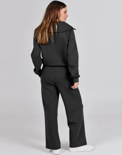 Women 2 Piece Outfits Sweatsuit Set 2023 Fall Oversized Half Zip Sweatshirt Wide Leg Sweatpant Lounge Set Tracksuit