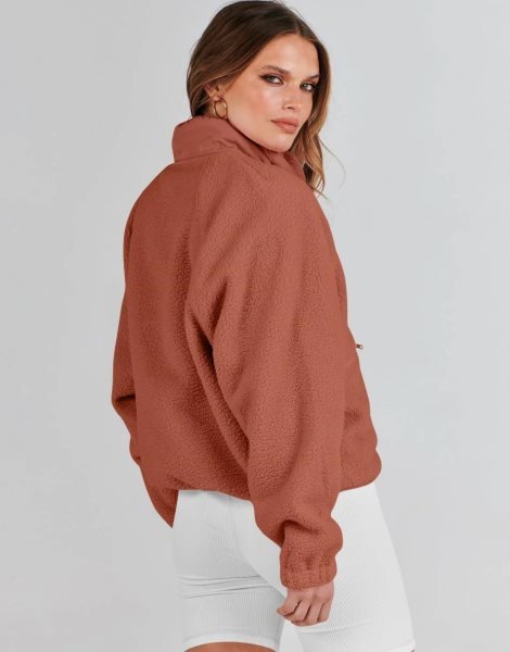 Womens Fleece Jacket Button Down Shacket Casual Sherpa Cropped Coats Warm Outwear with Pockets
