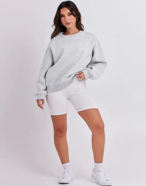Women's Long Sleeve Sweatshirt Casual Crewneck Loose Fit Pullover Hoodie Fleece Fall Tops