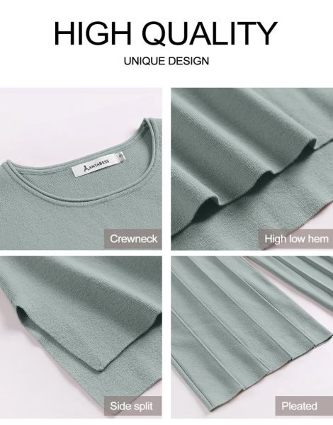 Two Piece Outfits for Women Summer Sweater Sets Knit Pullover Tops Elastic Waisted Pants Lounge Sets Tracksuit