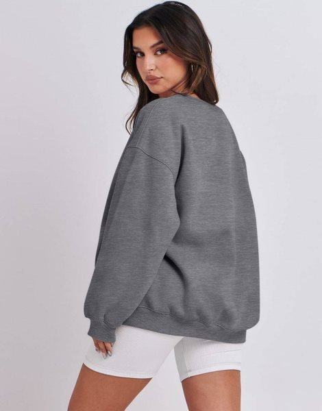 Oversized Sweatshirt for Women Fleece Long Sleeve Crewneck Casual Pullover Top Fall 2023 Trendy Clothes