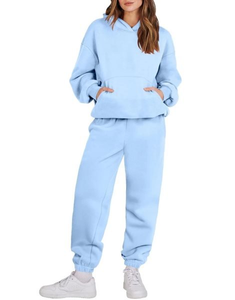 Women 2 Piece Outfits Hoodie Sweatshirt Tracksuit & Oversized Jogger Sweatpants Y2K Sweatsuit Set