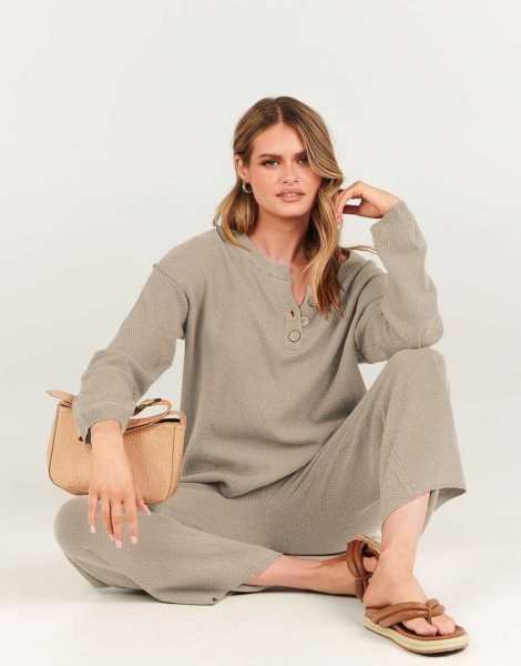 Women 2 Piece Outfits Oversized Knit Loungewear Loose Slouchy Sweater Set 2023 Fall Trendy Matching Lounge Sets