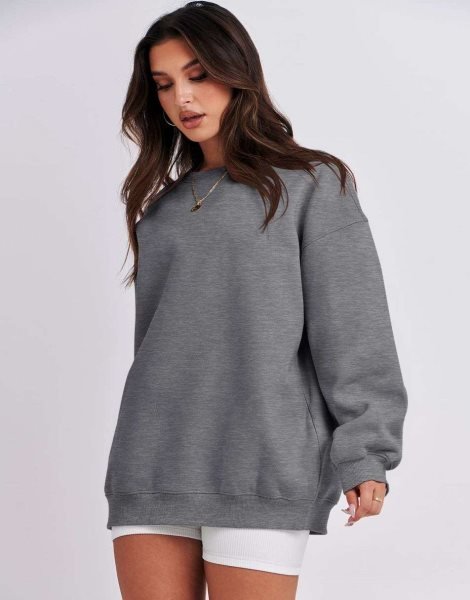 Oversized Sweatshirt for Women Fleece Long Sleeve Crewneck Casual Pullover Top Fall 2023 Trendy Clothes
