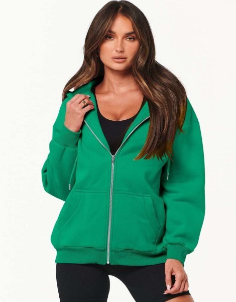 Women's Oversized Zip Up Hoodies Sweatshirts Y2K Clothes Teen Girl Fall Casual Drawstring Jackets with Pockets