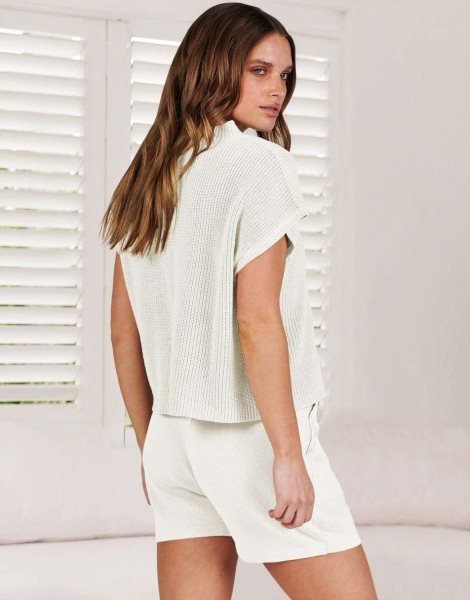 Women's Two Piece Outfits Sweater Short Sets Knit Pullover Tops and Shorts Lounge Set Tracksuit