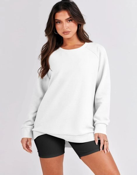 Women's Sweatshirts Long Sleeve Tunic Tops Crew Neck Soft Pullover With Side Zipper Shirt Clothes 2023