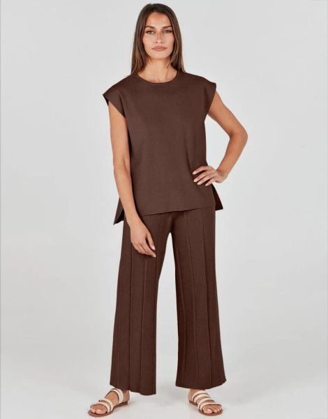 Two Piece Outfits for Women Summer Sweater Sets Knit Pullover Tops Elastic Waisted Pants Lounge Sets Tracksuit