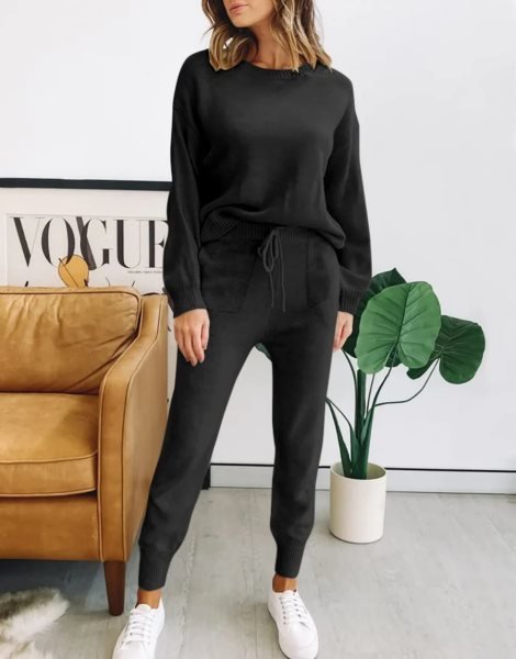 Women's Two Piece Outfits Sweater Sets Pullover and Drawstring Pants Lounge Sets