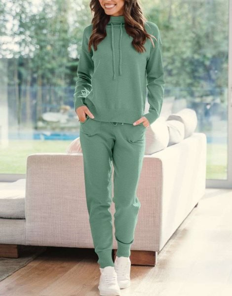 Women's Two Piece Outfits Long Sleeve Turtleneck Pullover Top & Drawstring Pants Sweatsuit Lounge Set