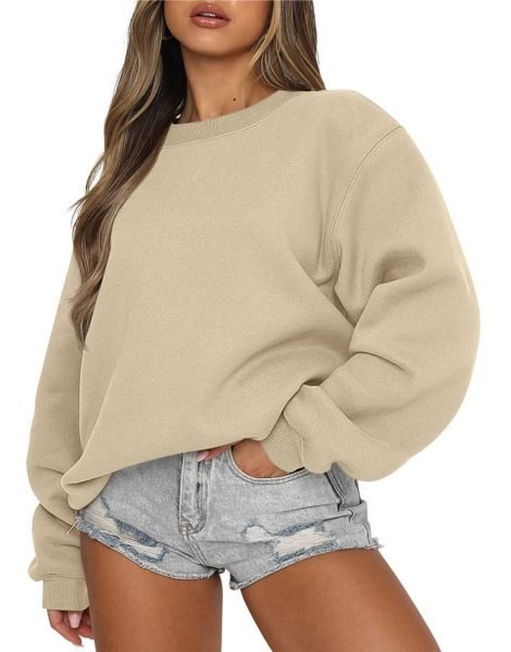 Women's Long Sleeve Sweatshirt Casual Crewneck Loose Fit Pullover Hoodie Fleece Fall Tops