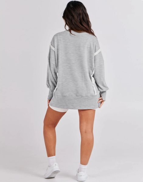 Women's Oversized Sweatshirt Crew Neck Long Sleeve Casual Slit Sloucthy Pullover Top Fall Clothes