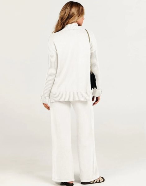 Women's Two Piece Outfits Sweater Sets Long Sleeve Knit Pullover and Wide Leg Pants Lounge Sets