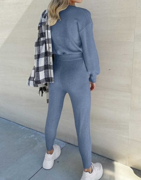 Women's Two Piece Outfits Sweater Sets Pullover and Drawstring Pants Lounge Sets