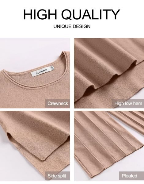 Two Piece Outfits for Women Summer Sweater Sets Knit Pullover Tops Elastic Waisted Pants Lounge Sets Tracksuit