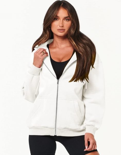 Women's Oversized Zip Up Hoodies Sweatshirts Y2K Clothes Teen Girl Fall Casual Drawstring Jackets with Pockets