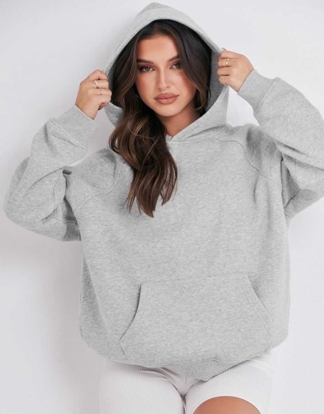 Women Hoodies Fleece Oversized Sweatshirt Drop Shoulder Long Sleeve Athletic Workout Pullover Y2K Clothes