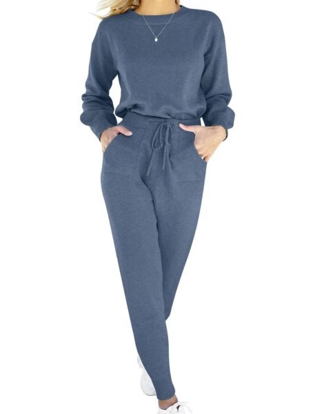 Women's Two Piece Outfits Sweater Sets Pullover and Drawstring Pants Lounge Sets