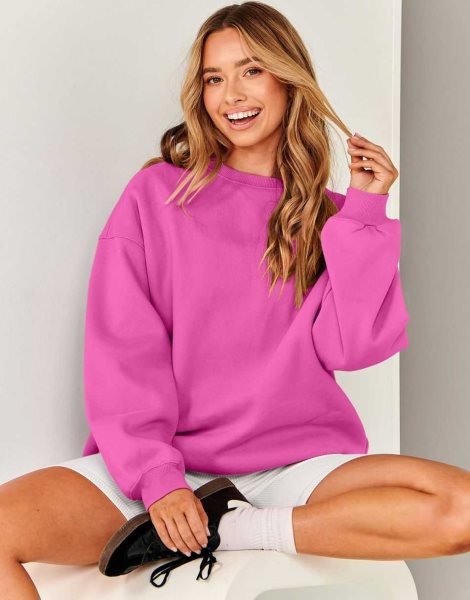 Oversized Sweatshirt for Women Fleece Long Sleeve Crewneck Casual Pullover Top Fall 2023 Trendy Clothes