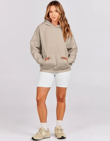 Women Hoodies Fleece Oversized Sweatshirt Drop Shoulder Long Sleeve Athletic Workout Pullover Y2K Clothes