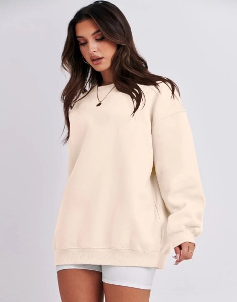 Oversized Sweatshirt for Women Fleece Long Sleeve Crewneck Casual Pullover Top Fall 2023 Trendy Clothes