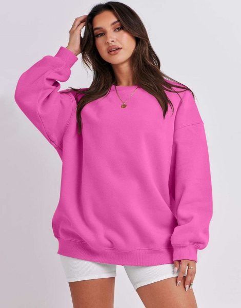 Oversized Sweatshirt for Women Fleece Long Sleeve Crewneck Casual Pullover Top Fall 2023 Trendy Clothes