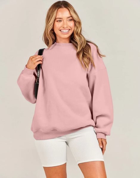 Oversized Sweatshirt for Women Fleece Long Sleeve Crewneck Casual Pullover Top Fall 2023 Trendy Clothes