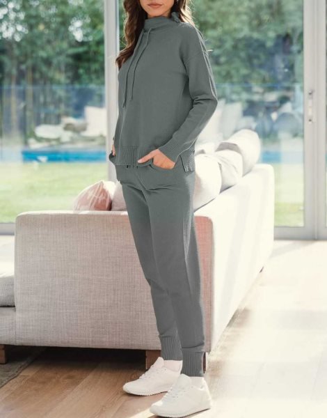 Women's Two Piece Outfits Long Sleeve Turtleneck Pullover Top & Drawstring Pants Sweatsuit Lounge Set