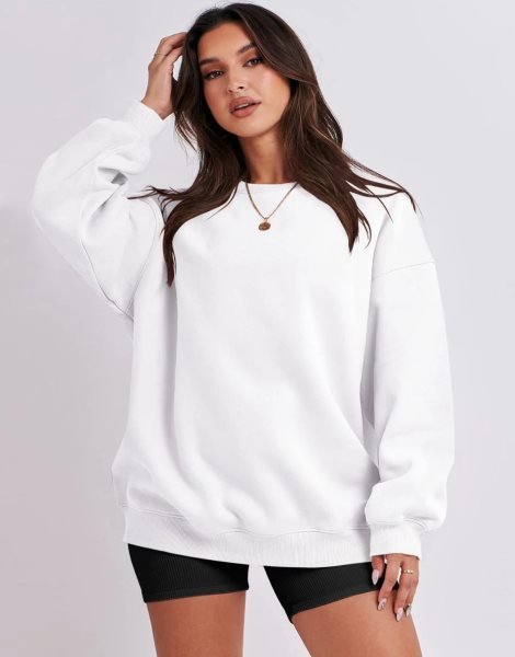Oversized Sweatshirt for Women Fleece Long Sleeve Crewneck Casual Pullover Top Fall 2023 Trendy Clothes