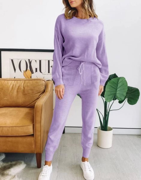 Women's Two Piece Outfits Sweater Sets Pullover and Drawstring Pants Lounge Sets