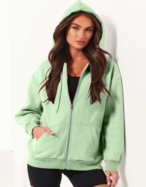 Women's Oversized Zip Up Hoodies Sweatshirts Y2K Clothes Teen Girl Fall Casual Drawstring Jackets with Pockets