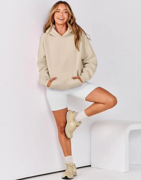 Women Hoodies Fleece Oversized Sweatshirt Drop Shoulder Long Sleeve Athletic Workout Pullover Y2K Clothes