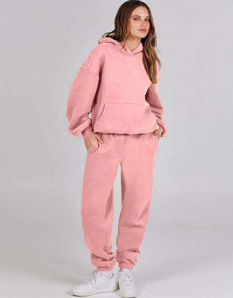 Women 2 Piece Outfits Hoodie Sweatshirt Tracksuit & Oversized Jogger Sweatpants Y2K Sweatsuit Set