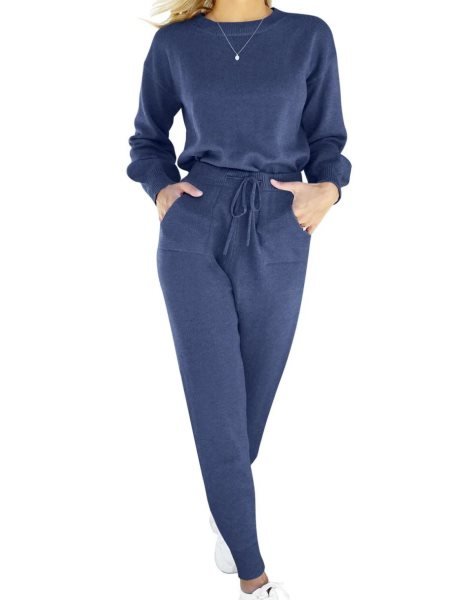 Women's Two Piece Outfits Sweater Sets Pullover and Drawstring Pants Lounge Sets