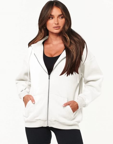 Women's Oversized Zip Up Hoodies Sweatshirts Y2K Clothes Teen Girl Fall Casual Drawstring Jackets with Pockets