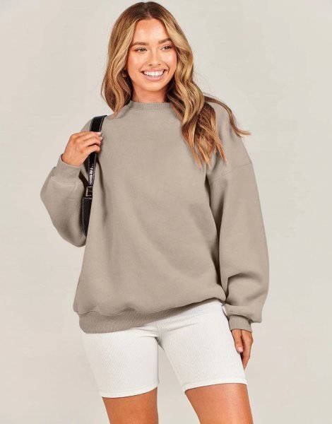 Oversized Sweatshirt for Women Fleece Long Sleeve Crewneck Casual Pullover Top Fall 2023 Trendy Clothes
