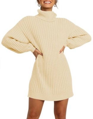 Women Turtleneck Oversized Sweater Pullover Dresses